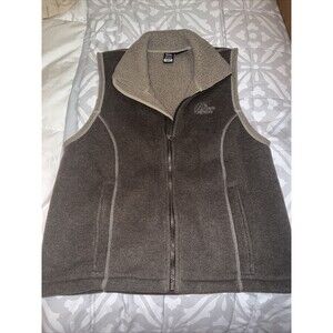 Vtg Lowe Alpine Fleece Full Zip Vest Women’s S Brown Tan Warm Canada Made Pocket